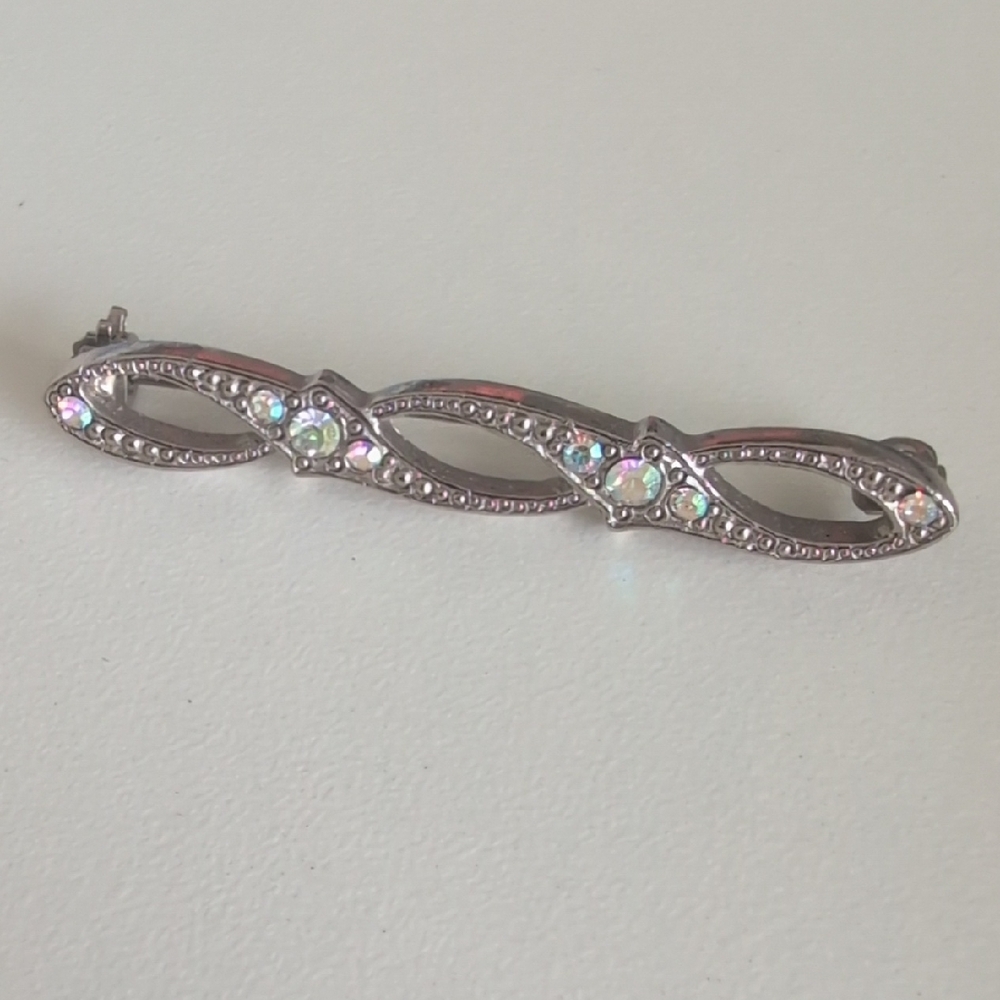 Silver Hair Clip with Rhinestones - Picture 3 of 4